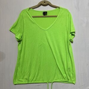Kristin Nicole T-Shirt Women's XL Green Stretch V-Neck‎ Short Sleeve Pullover